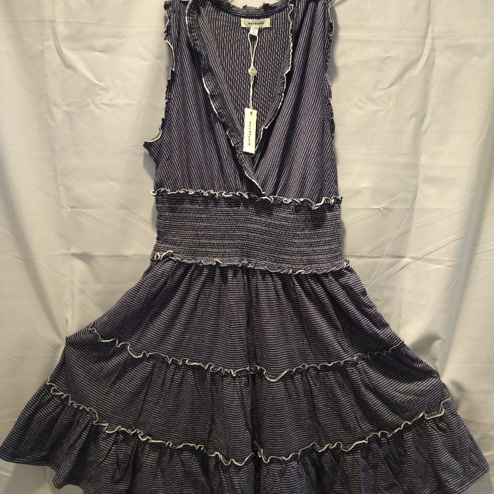Max Studio Navy/White Striped Dress--Size L